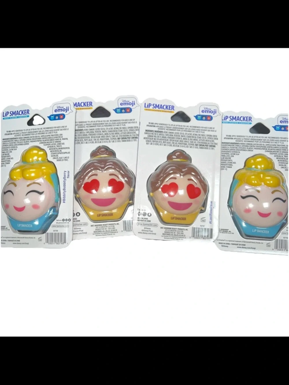 2 New Lip Smacker Disney Emoji Lip Balm a Cinderella and a Belle 0.26 oz each